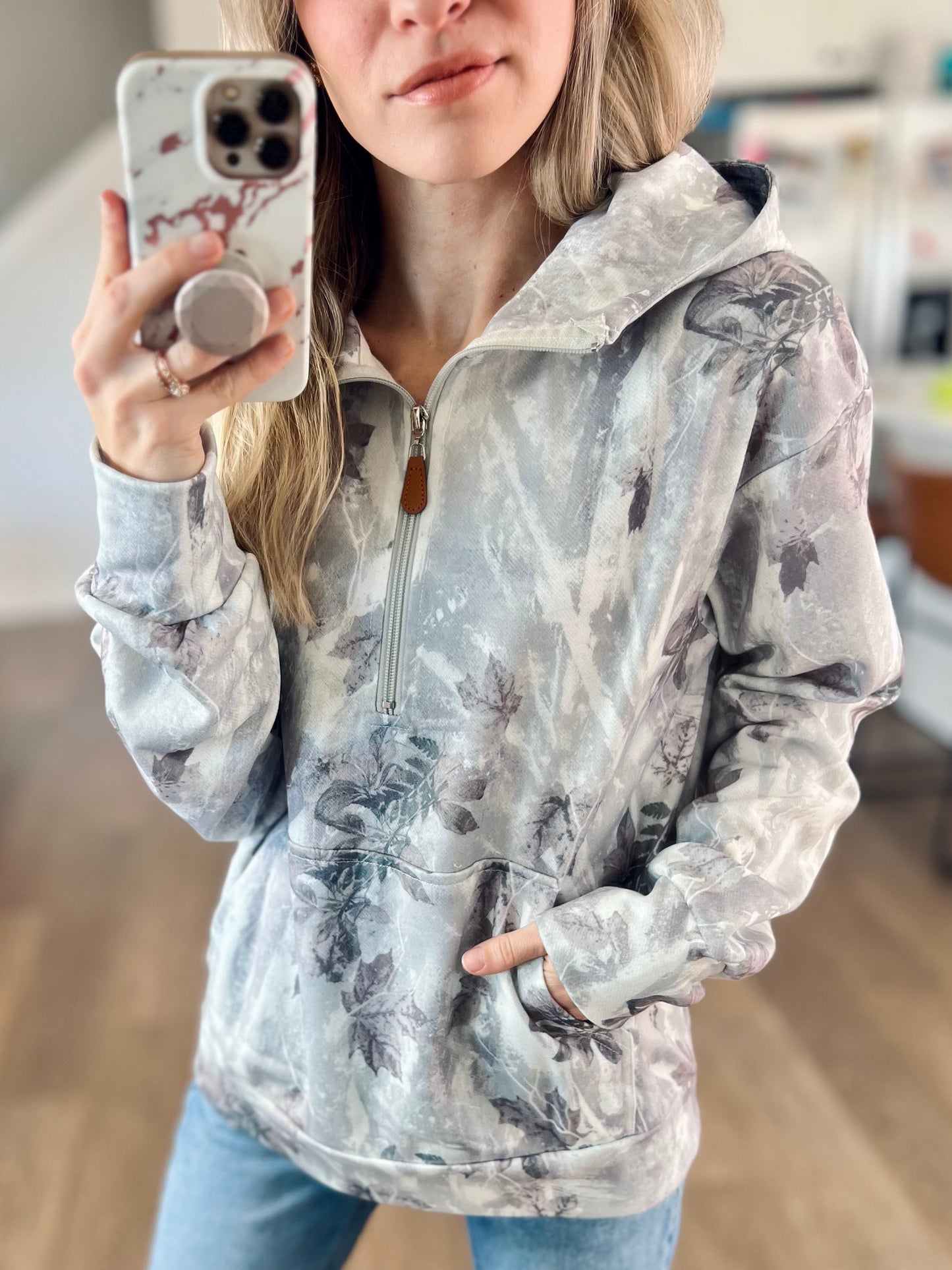 Storm Grey Camo 1/4 Zip Hoodie