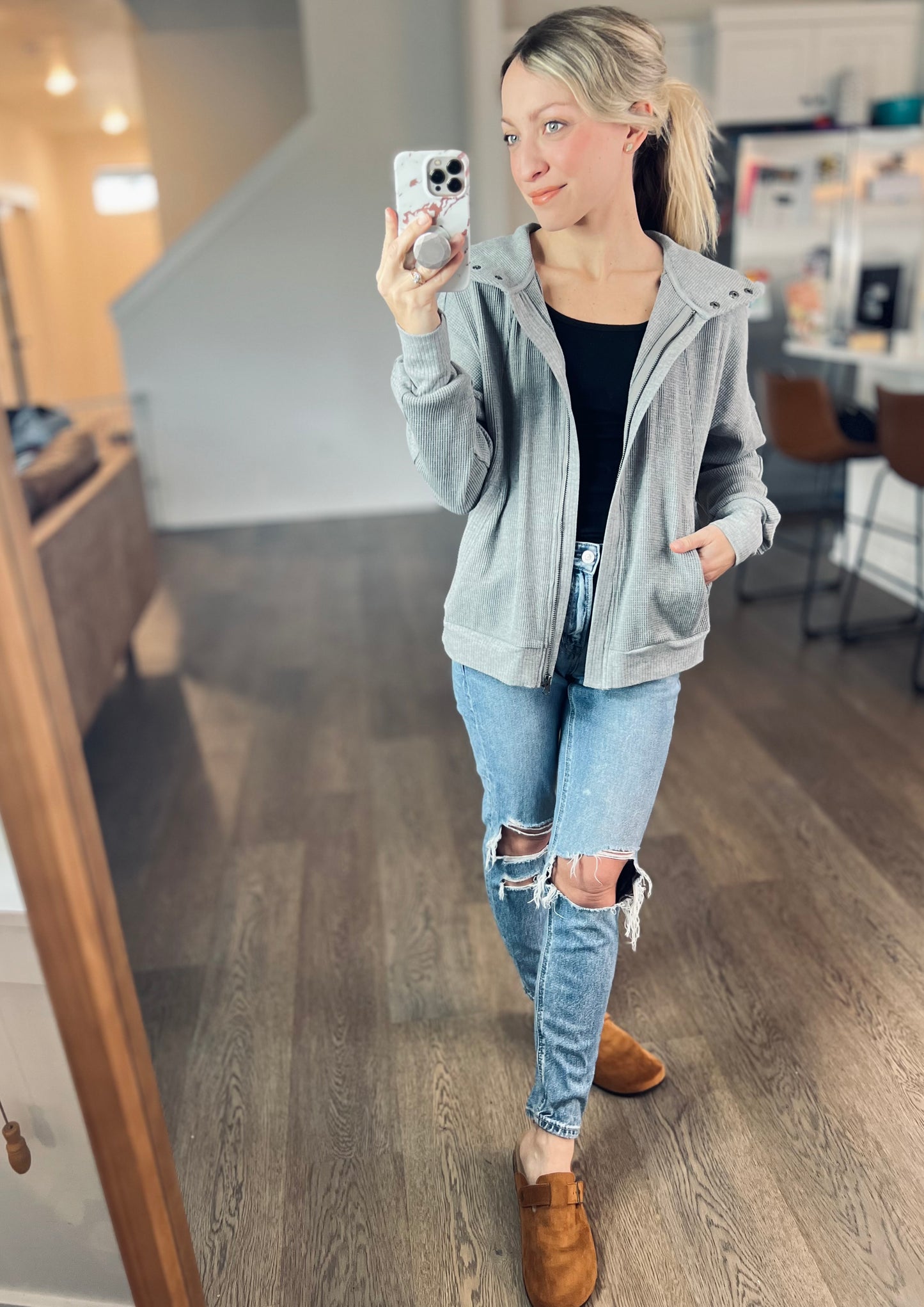 Cameron Full Zip Waffle Hoodie