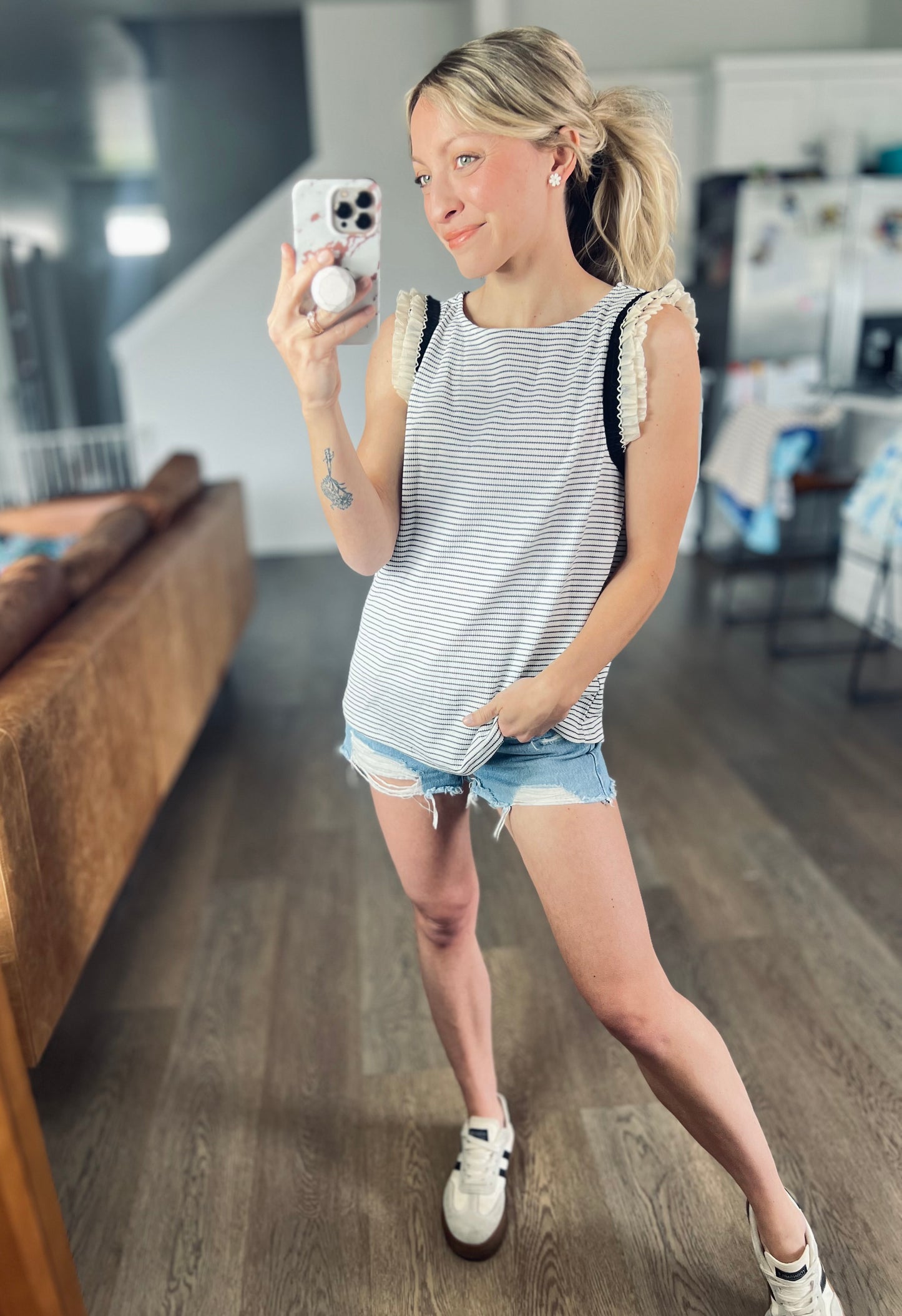 Chelsea Ruffle Stripe Tank