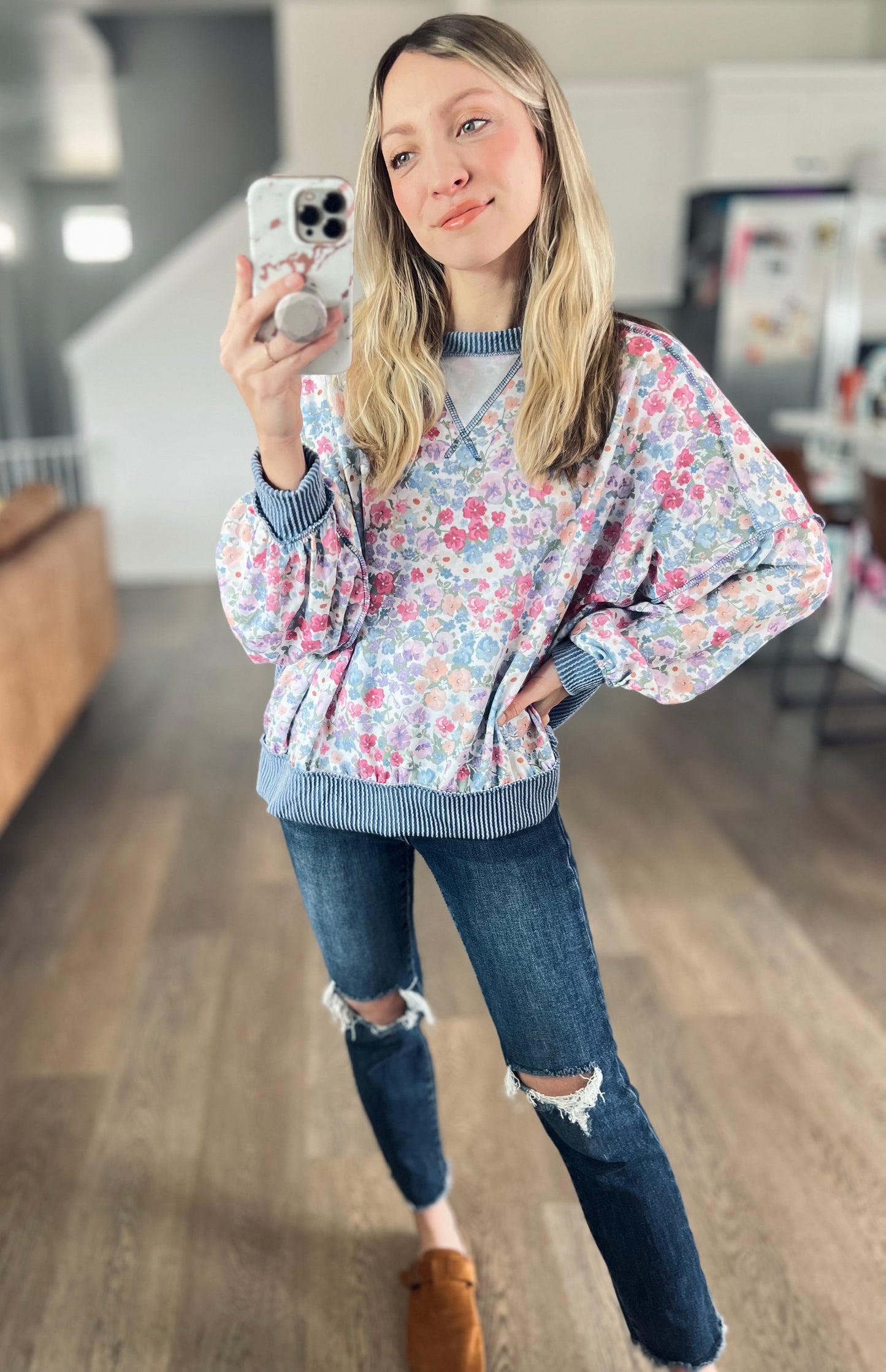 Meadow Breeze Floral Pullover