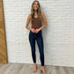 Mid Rise Adjustable Waist Raw Hem Skinny Jeans - Judy Blue