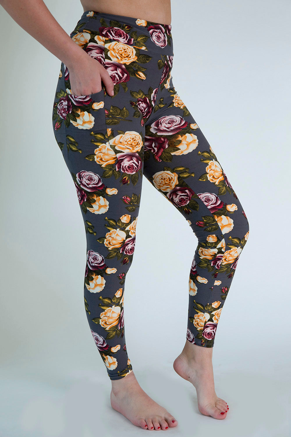 Charcoal Floral Leggings