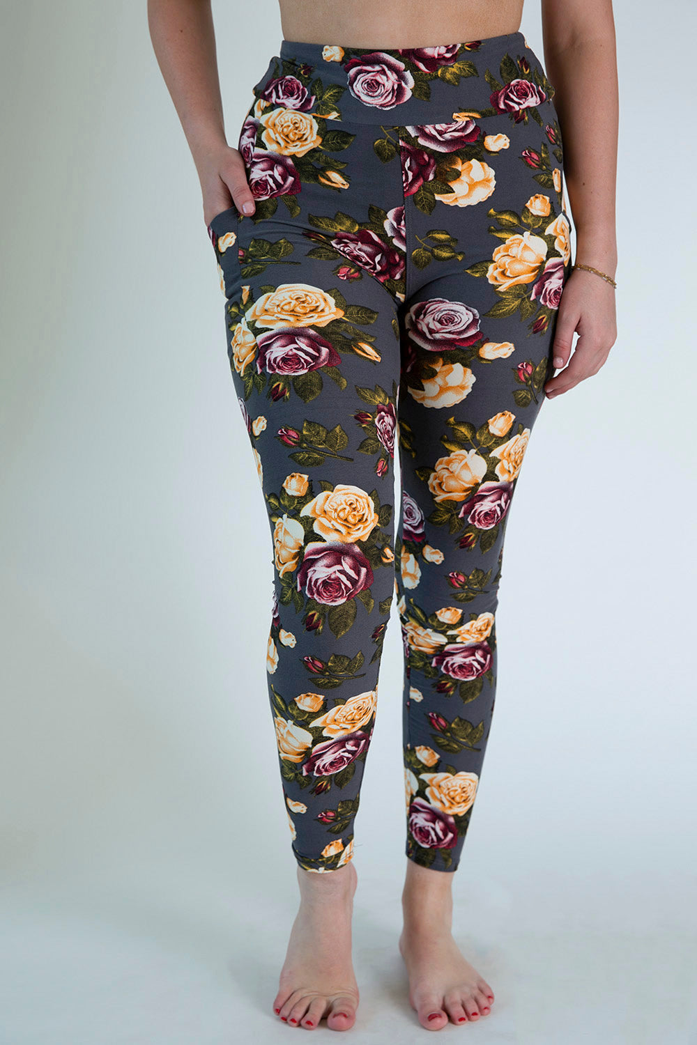Charcoal Floral Leggings