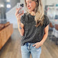 Black Crinkle Washed Short Sleeve Tee