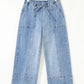 *ships free today* Seam Detail Raw Hem Wide Leg Denim Pants