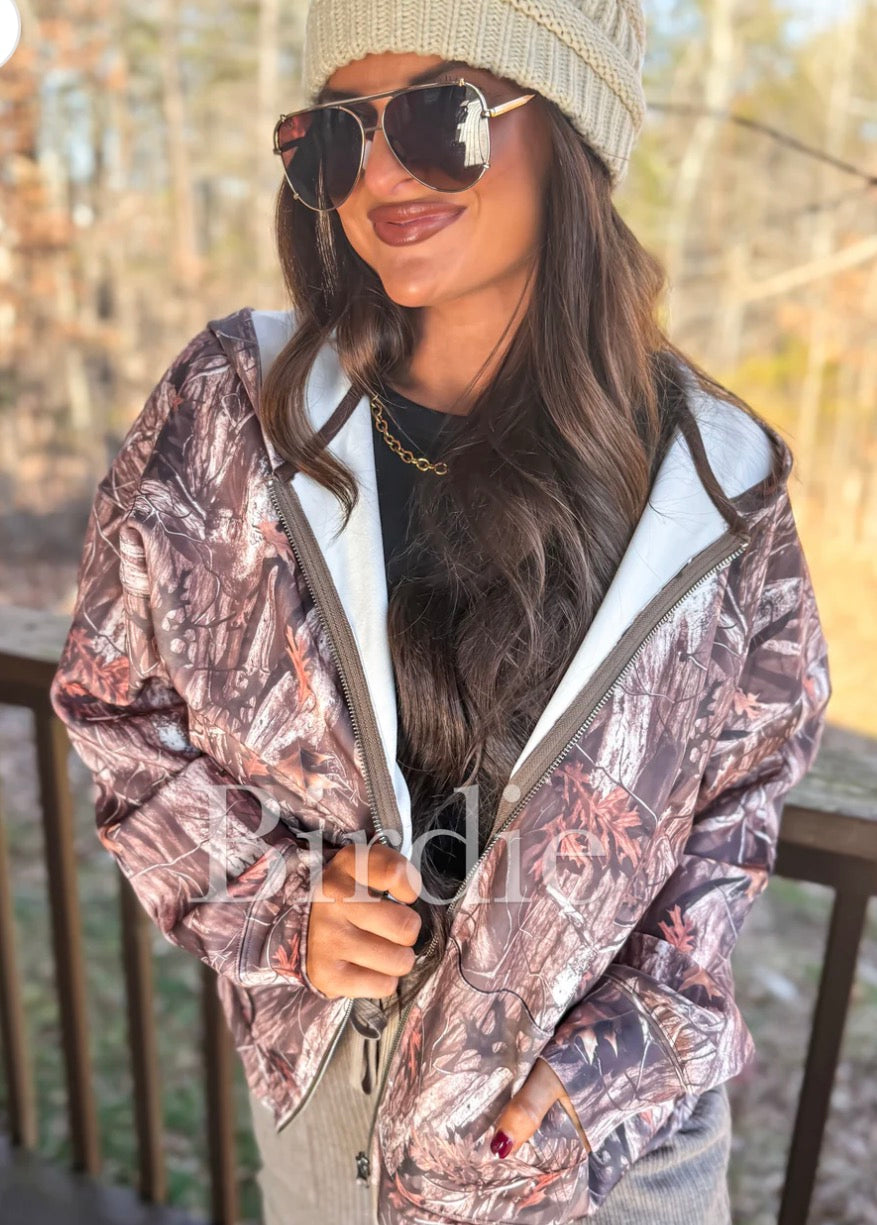 PREORDER: Dark Woodland Camo Full Zip Hoodie // 3-4 weeks eta