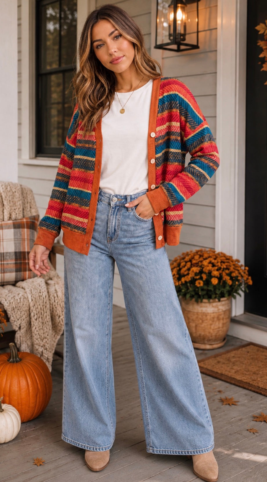 Snuggle Up Striped Button Down Cardigan