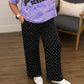SHIPS FREE TODAY // Black and White Polka Dot Lace Hem Loose Pants