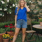 Bright Days Blue V-Neck Puff Sleeve Top