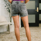 Greyson High Rise Button Fly Cuffed Shorts in Grey - Judy Blue
