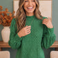 Textured Green Dream Mock Neck Top