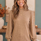 Textured Mocha Dream Mock Neck Top