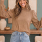 Textured Mocha Dream Mock Neck Top