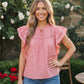 Sweet Strawberry Ruffle Flutter Top