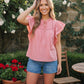 Sweet Strawberry Ruffle Flutter Top