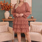 Rust Speckled Ruffle Tiered Mini Dress