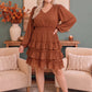Ruffle Dreams Dress in Rust Brown