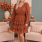 Ruffle Dreams Dress in Rust Brown