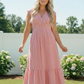 Sweet Stripe Tiered Maxi Dress in Red
