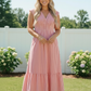 Sweet Stripe Tiered Maxi Dress in Red