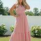 Sweet Stripe Tiered Maxi Dress in Red