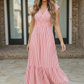 Sweet Stripe Tiered Maxi Dress in Red