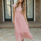 Sweet Stripe Tiered Maxi Dress in Red