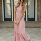 Sweet Stripe Tiered Maxi Dress in Red