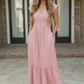 Sweet Stripe Tiered Maxi Dress in Red