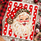 Christmas Polka Stripe Vintage Santa Design (White)