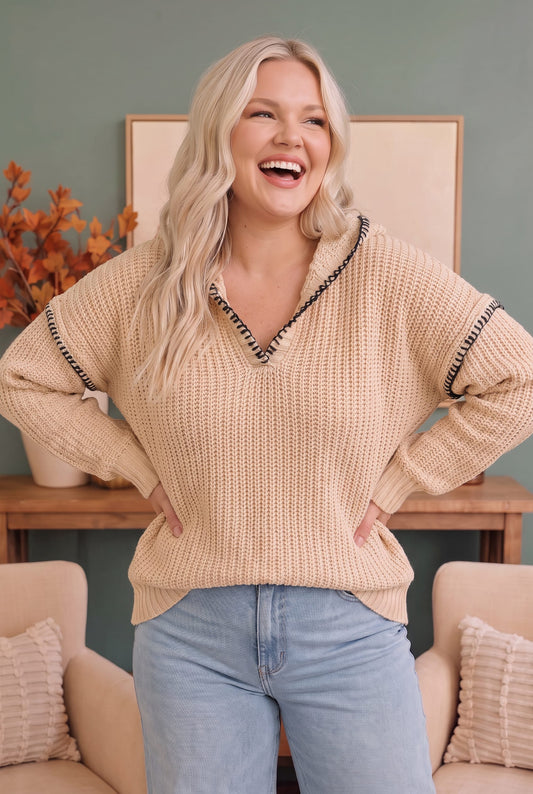 Wrapped in Grace Knit Sweater in Warm Taupe