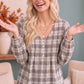 All in Check Pintuck Button Front Blouse