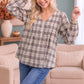 All in Check Pintuck Button Front Blouse