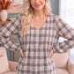 All in Check Pintuck Button Front Blouse