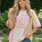 Patchwork Flower Oversized Tee in Pink and Yellow