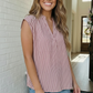 Strawberry Stripe Sleeveless V-Neck Top