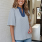 Breezy Stripe Flutter Sleeve Top