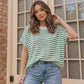 Fresh Stripes Knit Sweater Top in Green