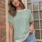 Fresh Stripes Knit Sweater Top in Green