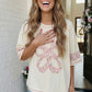 Floral Looped Cream Tee