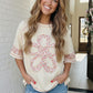 Floral Looped Cream Tee