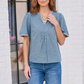 Dusty Blue Dreams Embroidered V-Neck Top