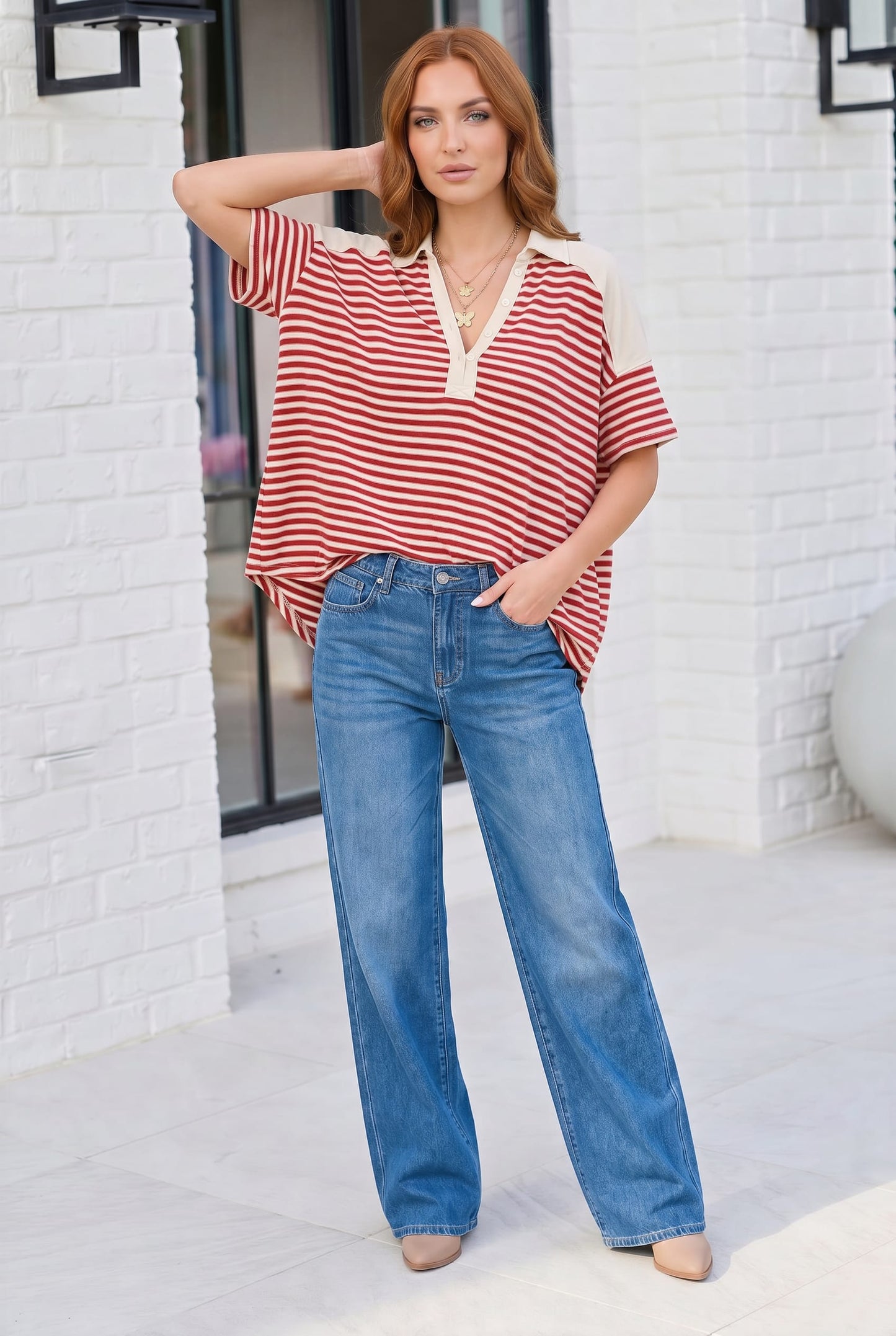 Oversized Stipe Color Block Top