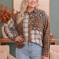 Patchwork Plaid Mixed Media Button Down Shirt