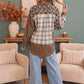 Patchwork Plaid Mixed Media Button Down Shirt