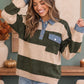 Olive Grove Striped Denim Collar Sweater