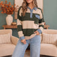 Olive Grove Striped Denim Collar Sweater