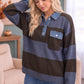 Blueberry Fields Striped Denim Collar Sweater