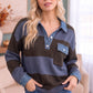 Blueberry Fields Striped Denim Collar Sweater