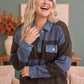 Blueberry Fields Striped Denim Collar Sweater